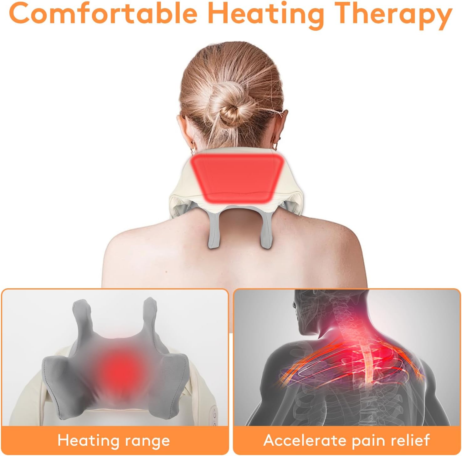 CLMTAS Shiatsu Massager – Comfortable Heating Therapy for Neck and Shoulder Pain Relief, Wide Heating Range to Accelerate Muscle Recovery and Relaxation.